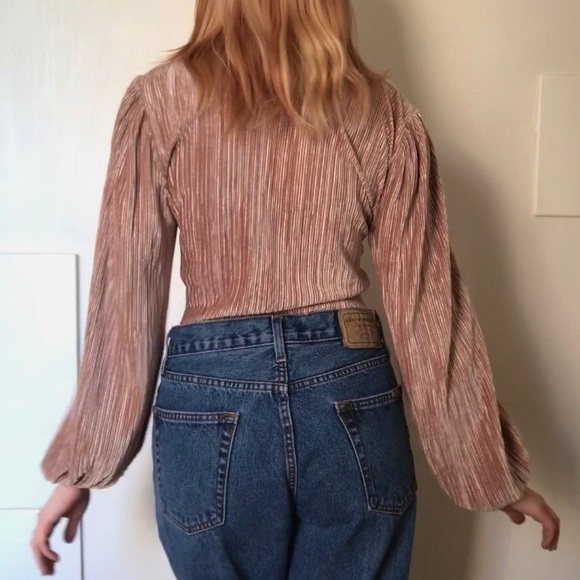 Topshop Rose Gold Velvet Top - Picture 5 of 6